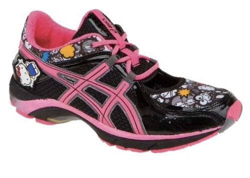 Rare ASICS HELLO KITTY Sanrio Black Pink Running Shoes Sneakers Women