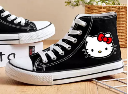 Adult Women High Tops Hello Kitty Sneakers Canvas Tennis Shoes Athletic Casual
